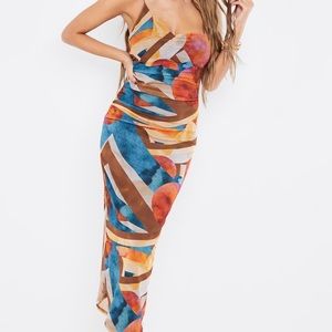 Multi color abstract dress PLT never worn size 4